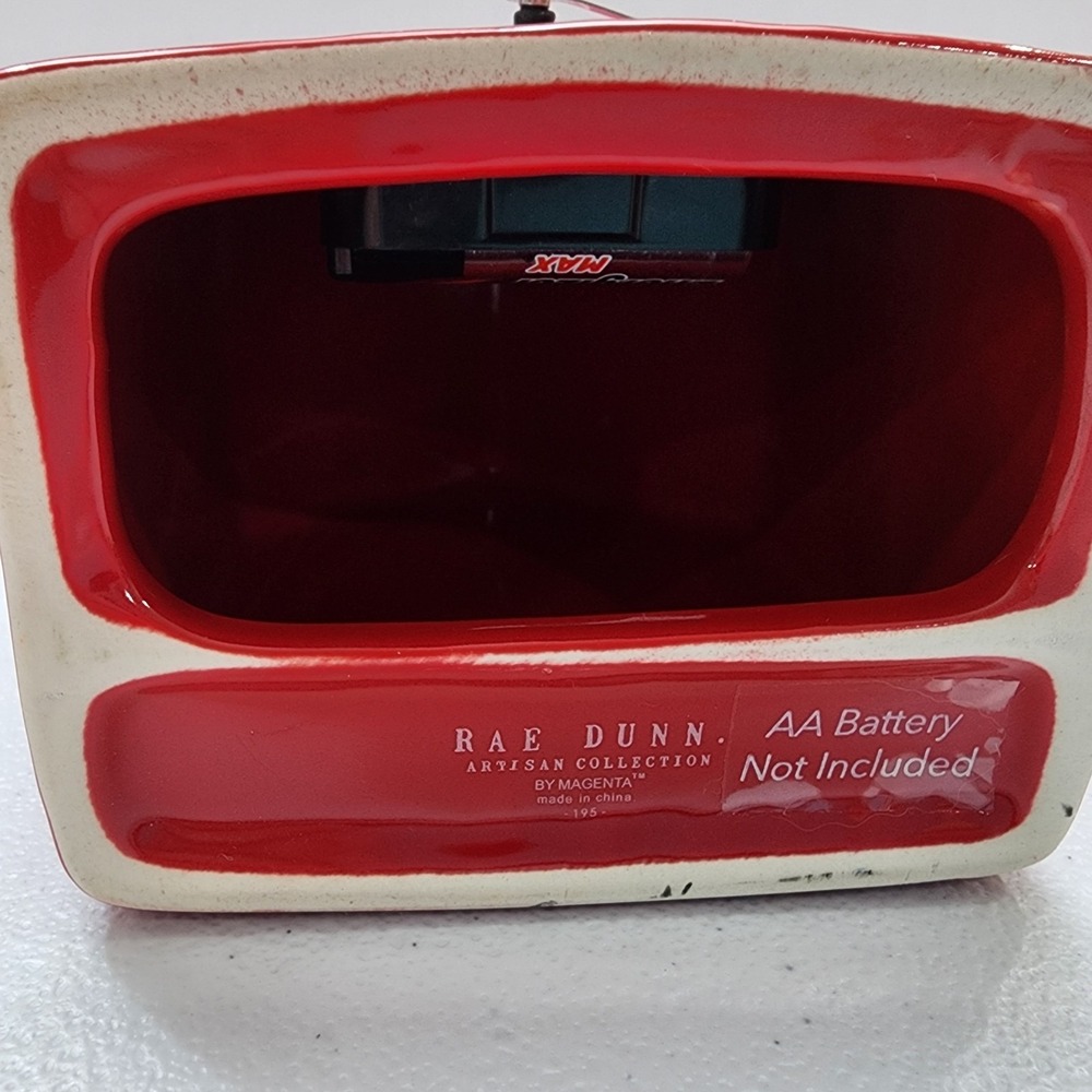 Rae Dunn 2020 Red Jolly Clock White Lettering. Tested Works - Picture 6 of 15